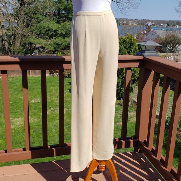 GIORGIO ARMANI Cream Pants Suit BARBIECORE Silk Blazer Borgo 21 Set Womens 8 - Picture 11 of 16